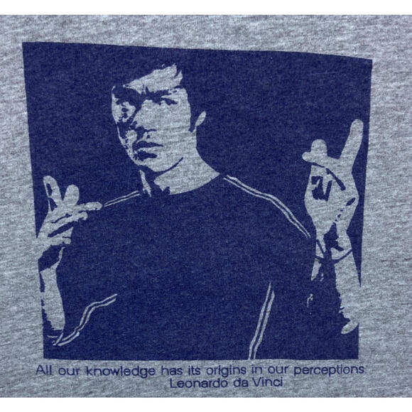 Vintage 90s Bruce Lee Knowledge Da Vinci USA Single Stitch Anvil T-Shirt Gray XL